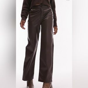 Faux Leather Straight Leg Pants